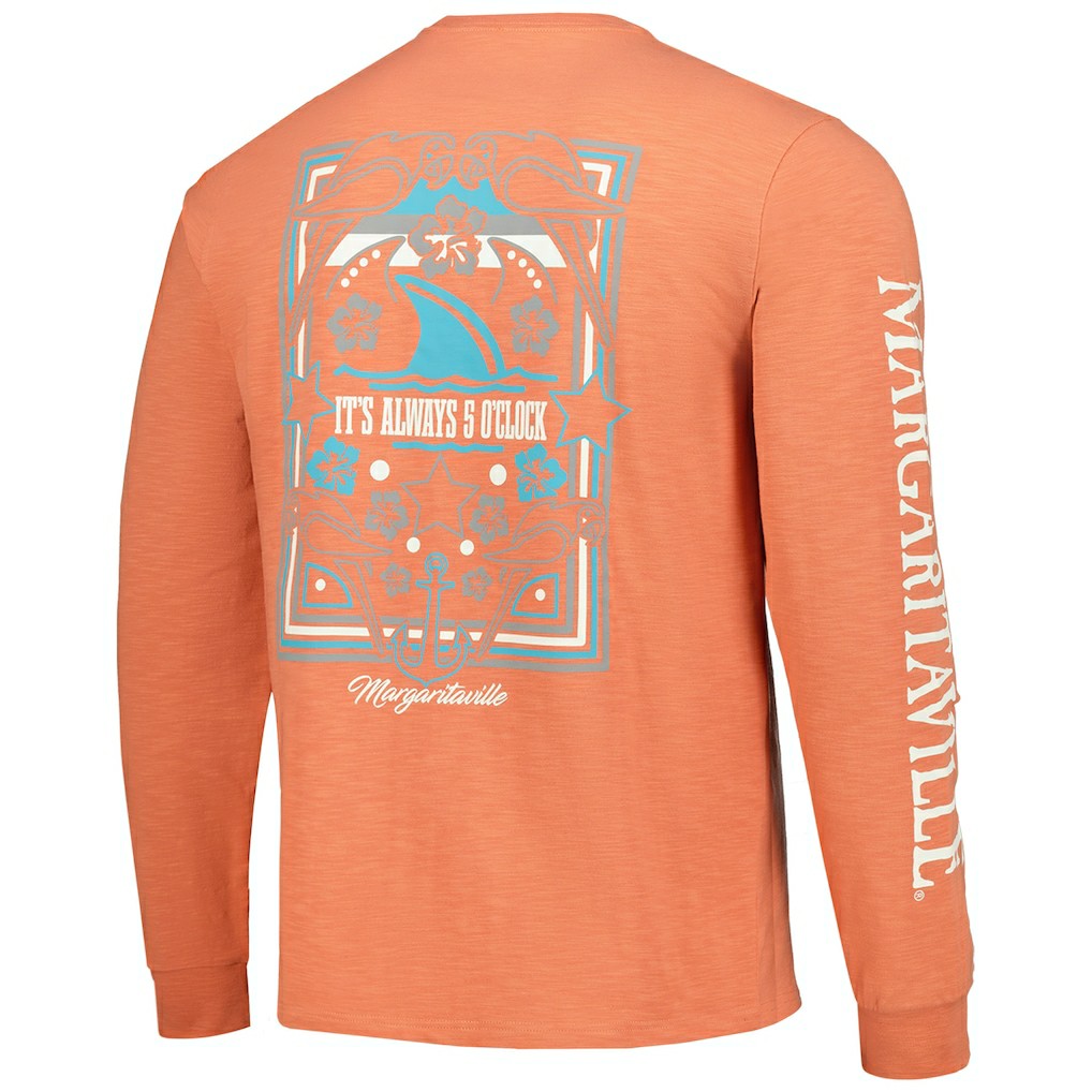 Cleveland Browns Margaritaville Five O'Clock Henley Long Sleeve T-Shirt Coral | NFL