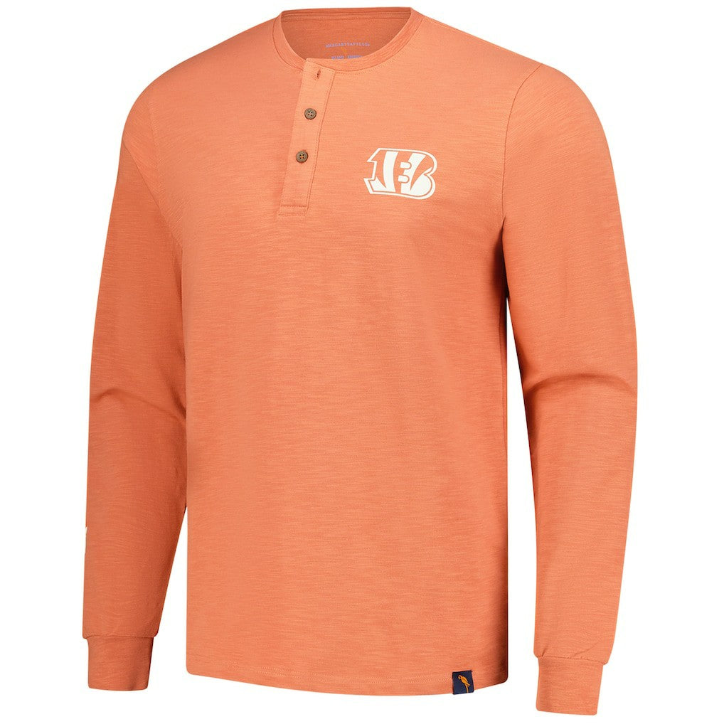 Cincinnati Bengals Margaritaville Five O'Clock Henley Long Sleeve T-Shirt Coral | NFL