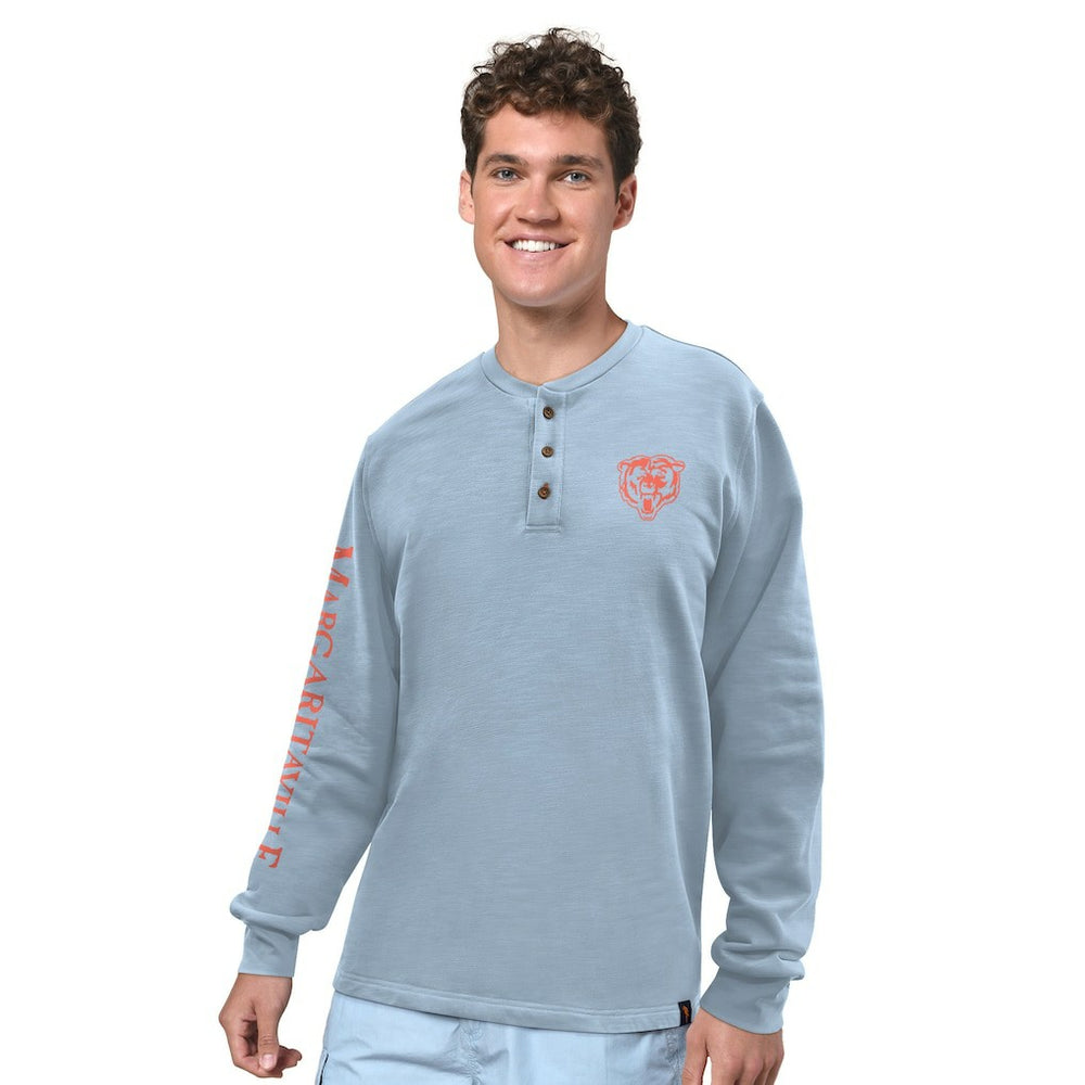 Chicago Bears Margaritaville Five O'Clock Henley Long Sleeve T-Shirt Light Blue | NFL