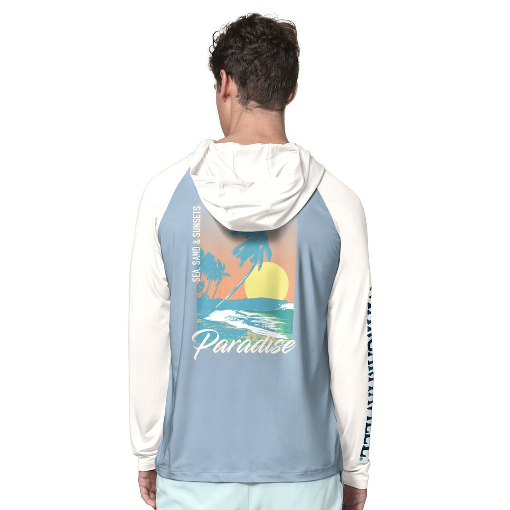 Los Angeles Rams Margaritaville Sand, Sea, Sunsets Long-Sleeve Rashguard Hoodie Pullover -Light Blue/Cream | NFL
