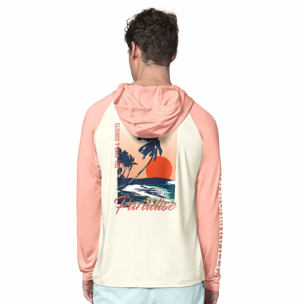 Tampa Bay Buccaneers Margaritaville Sand, Sea, Sunsets Long-Sleeve Rashguard Hoodie Pullover -Cream/Amber | NFL