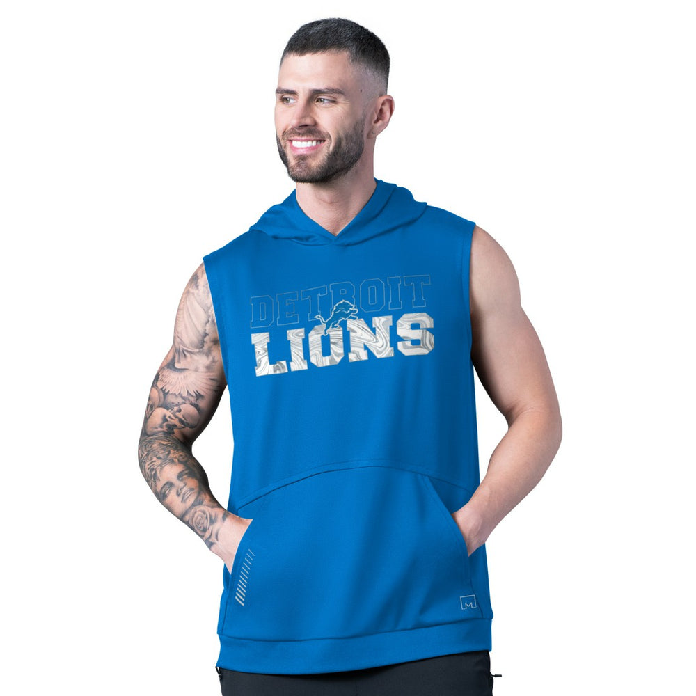 Detroit Lions MSX by Michael Strahan Tri-Blend Rebound Sleeveless Hoodie Blue | NFL