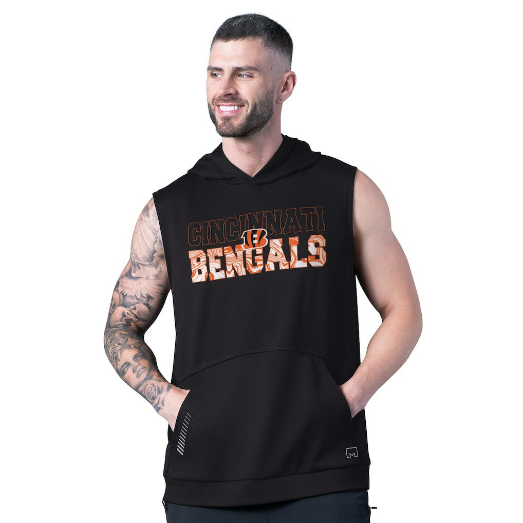 Cincinnati Bengals MSX by Michael Strahan Tri-Blend Rebound Sleeveless Hoodie Black | NFL