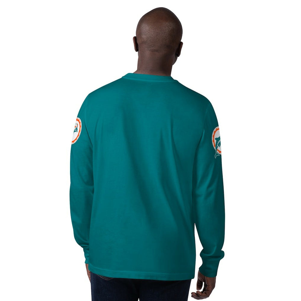 Miami Dolphins Starter Extreme Clutch Hit Vintage Logo Long Sleeve T-Shirt Aqua | NFL