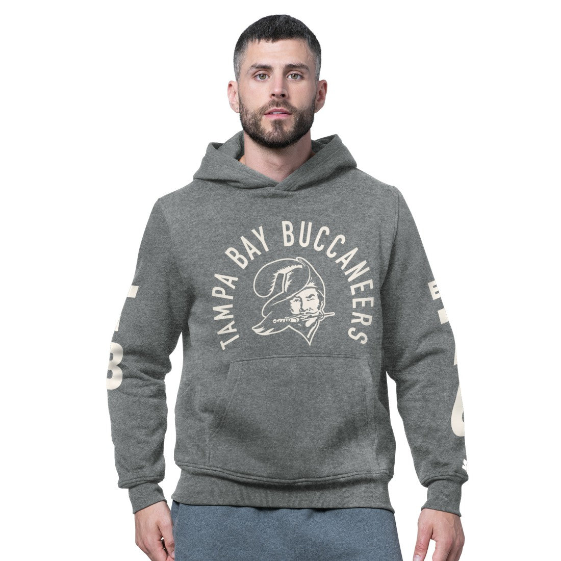 Tampa Bay Buccaneers Starter Handoff Vintage Logo Fleece Hoodie Sweatshirt Charcoal | NFL