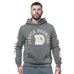 Denver Broncos Starter Handoff Vintage Logo Fleece Hoodie Sweatshirt Charcoal | NFL