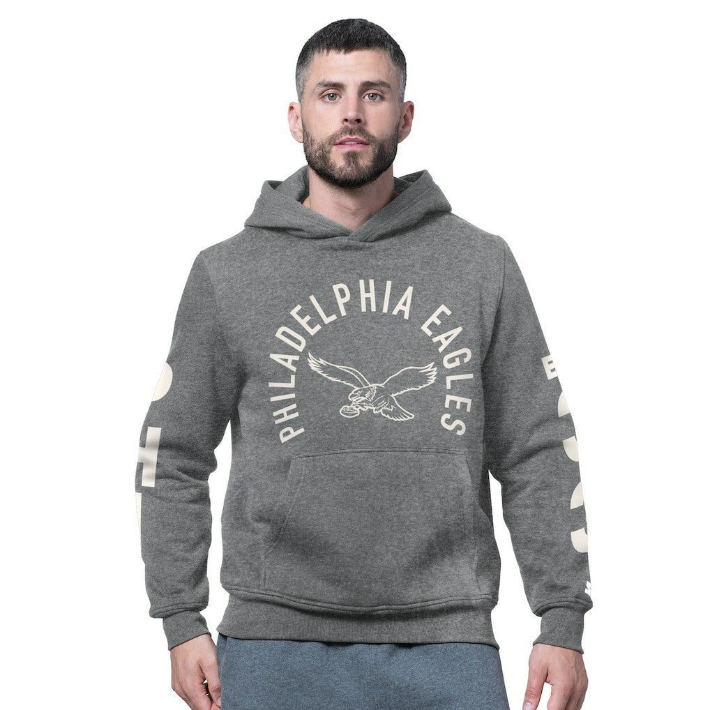 Philadelphia Eagles Starter Handoff Vintage Logo Fleece Hoodie Sweatshirt Charcoal | NFL