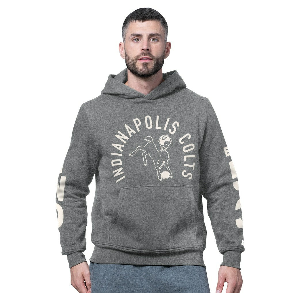 Indianapolis Colts Starter Handoff Vintage Logo Fleece Hoodie Sweatshirt Charcoal | NFL