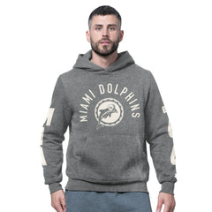 Miami Dolphins Starter Handoff Vintage Logo Fleece Hoodie Sweatshirt Charcoal | NFL