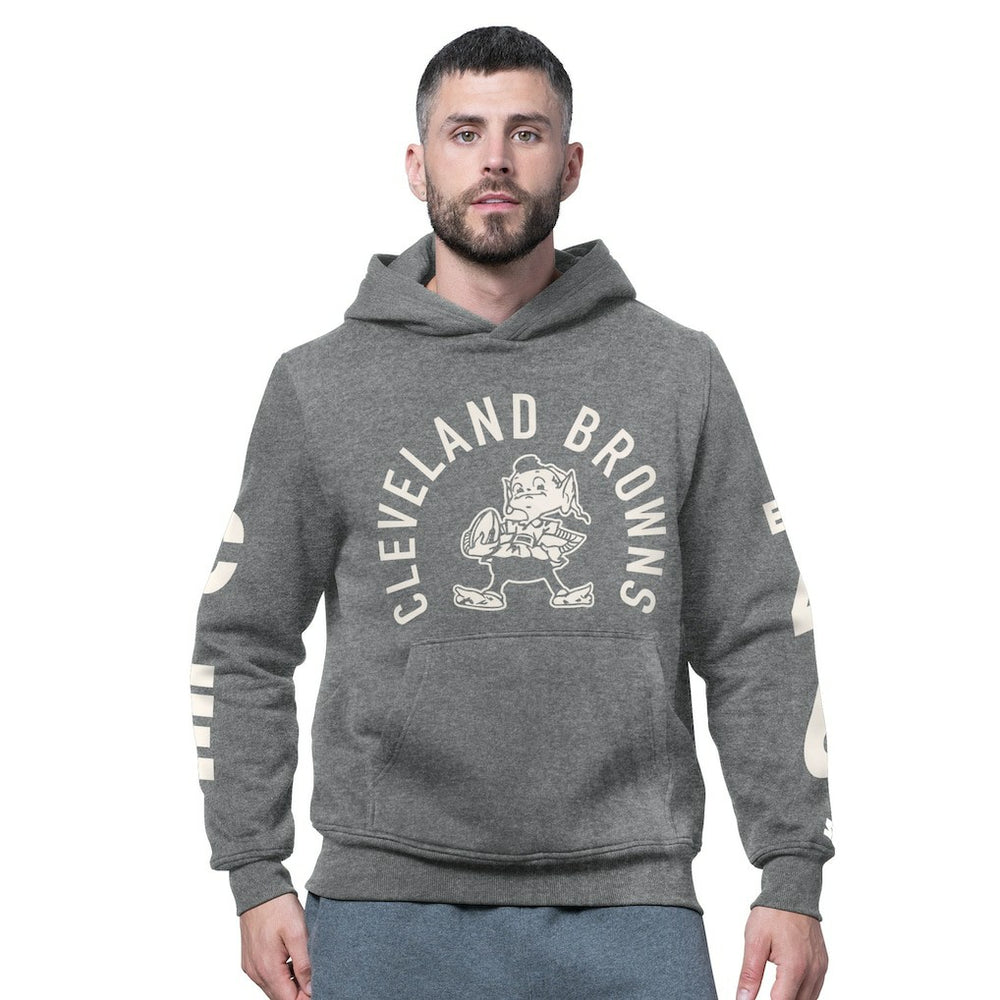 Cleveland Browns Starter Handoff Vintage Logo Fleece Hoodie Sweatshirt Charcoal | NFL