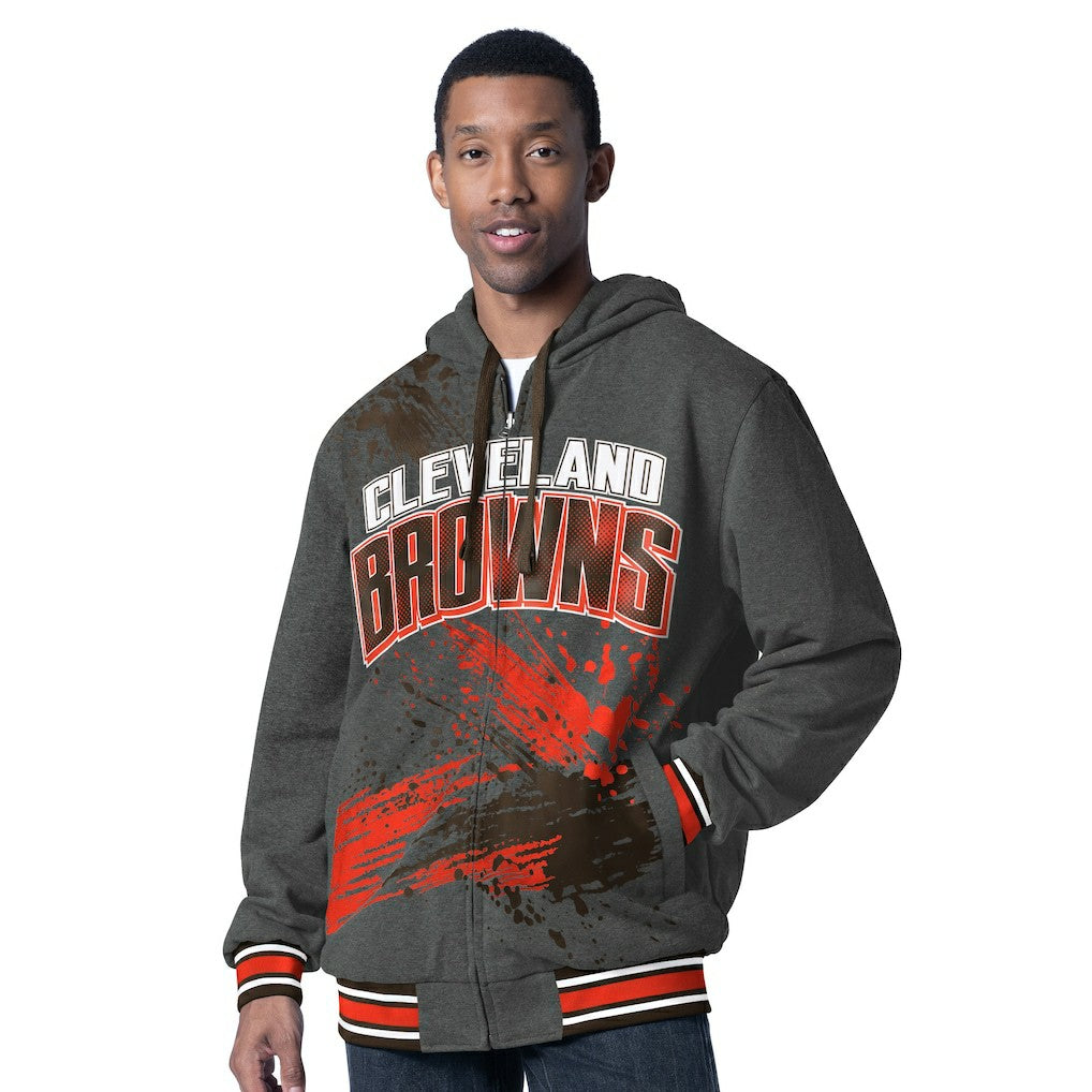Cleveland Browns G-III Sports by Carl Banks Dual Threat Reversable Full-Zip Hooded Jacket Brown/Charcoal | NFL