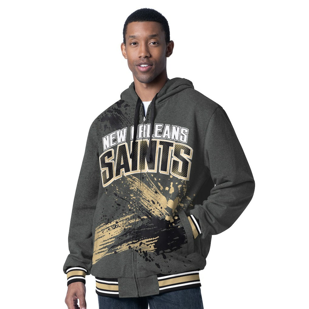 New Orleans Saints G-III Sports by Carl Banks Dual Threat Reversable Full-Zip Hooded Jacket Black/Charcoal | NFL
