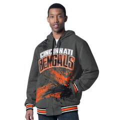 Cincinnati Bengals G-III Sports by Carl Banks Dual Threat Reversable Full-Zip Hooded Jacket Black/Charcoal | NFL