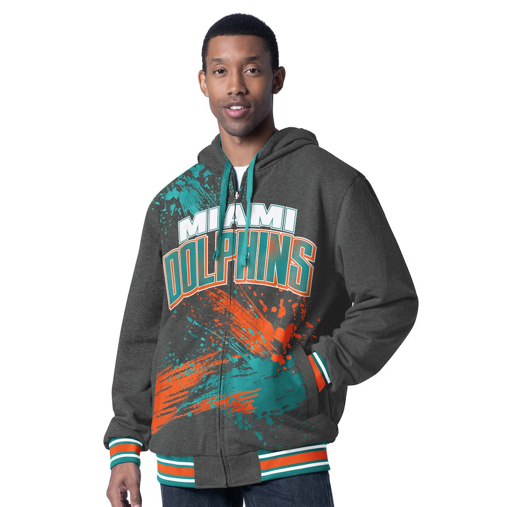 Miami Dolphins G-III Sports by Carl Banks Dual Threat Reversable Full-Zip Hooded Jacket Aqua/Charcoal | NFL