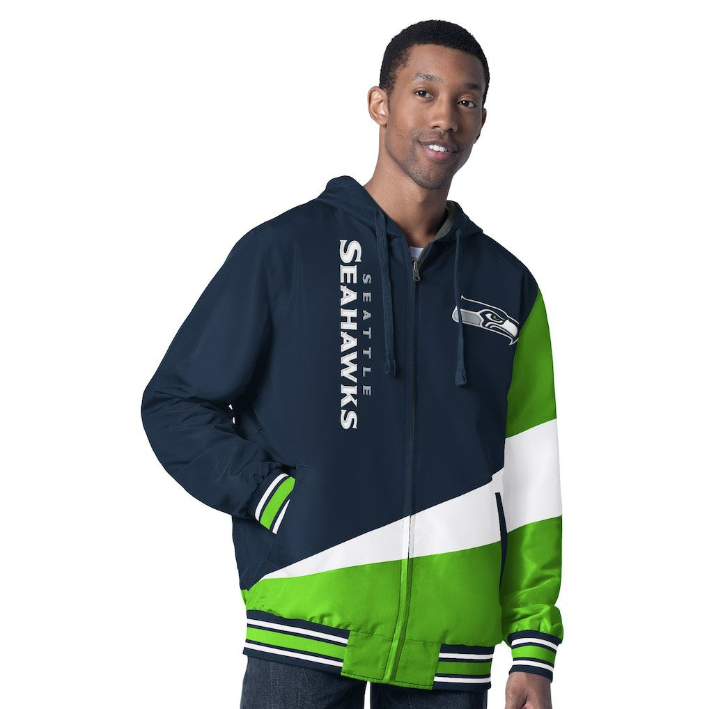 Seattle Seahawks G-III Sports by Carl Banks Dual Threat Reversable Full-Zip Hooded Jacket College Navy/Charcoal | NFL