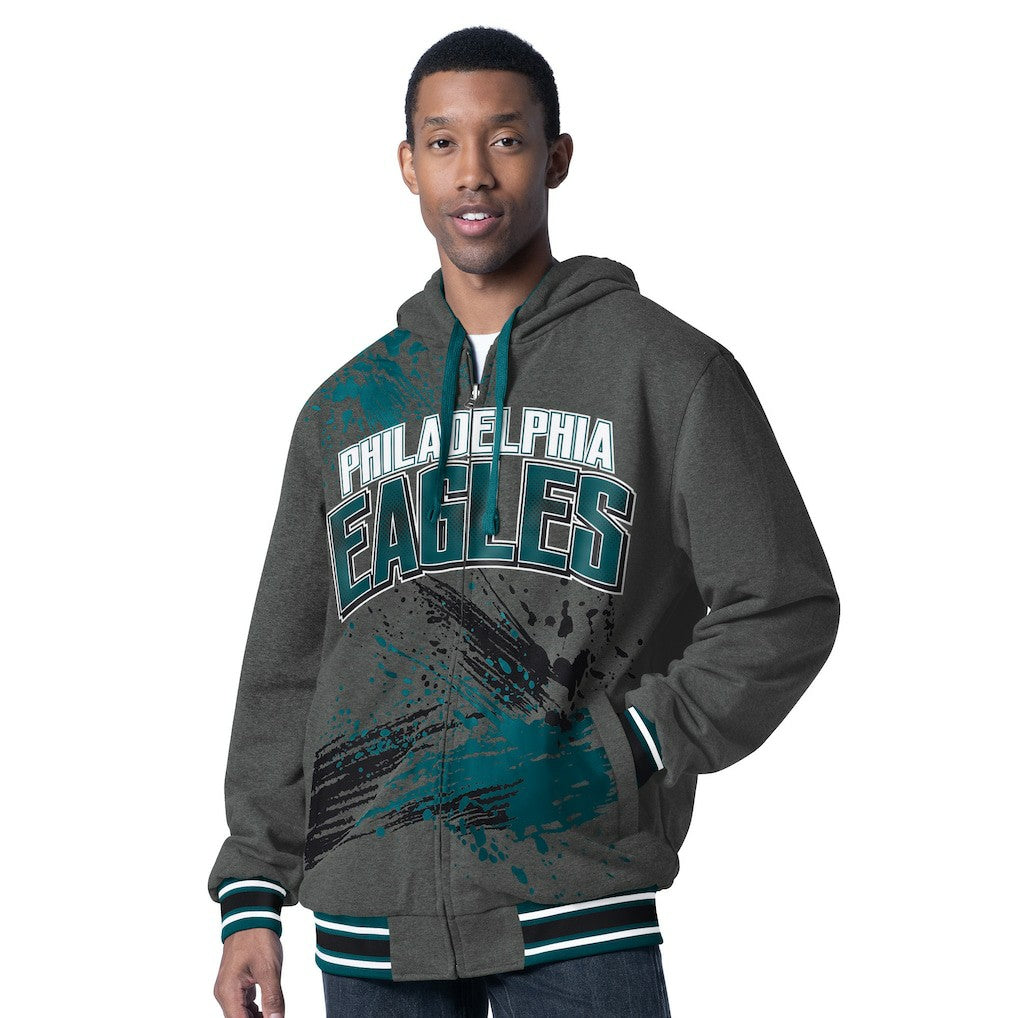 Philadelphia Eagles G-III Sports by Carl Banks Dual Threat Reversable Full-Zip Hooded Jacket Midnight Green/Charcoal | NFL