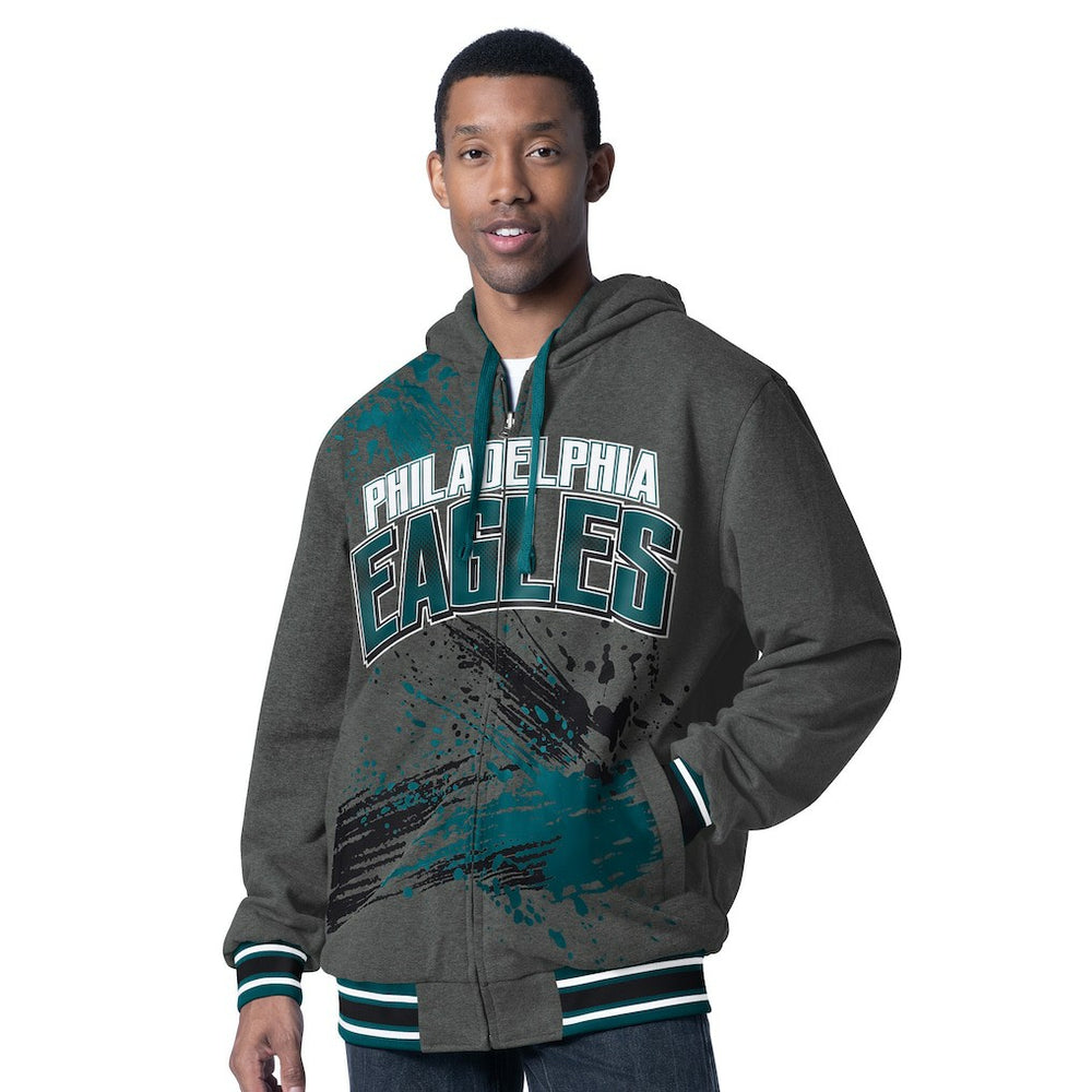 Philadelphia Eagles G-III Sports by Carl Banks Dual Threat Reversable Full-Zip Hooded Jacket Midnight Green/Charcoal | NFL