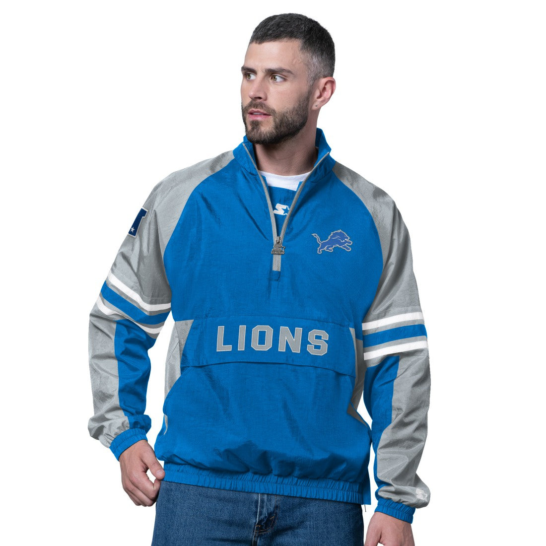 Detroit Lions Starter Prospect Half-Zip Pullover Blue | NFL