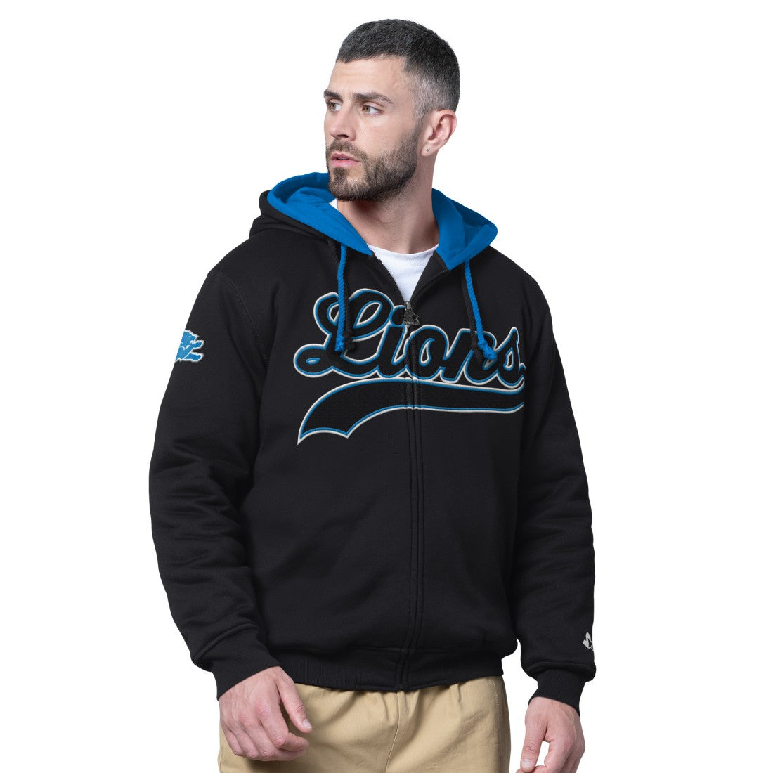 Detroit Lions Starter Big Shot Full-Zip Double Hoodie Black | NFL