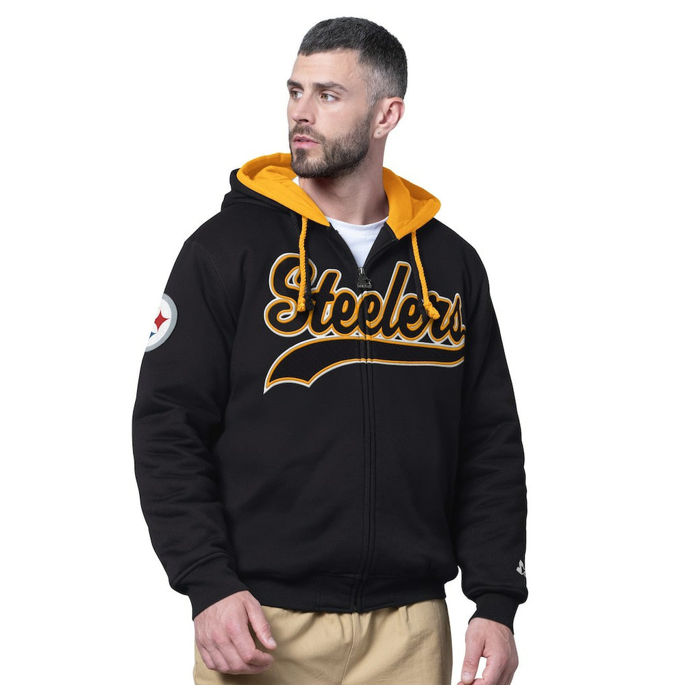 Pittsburgh Steelers Starter Big Shot Full-Zip Double Hoodie Black | NFL