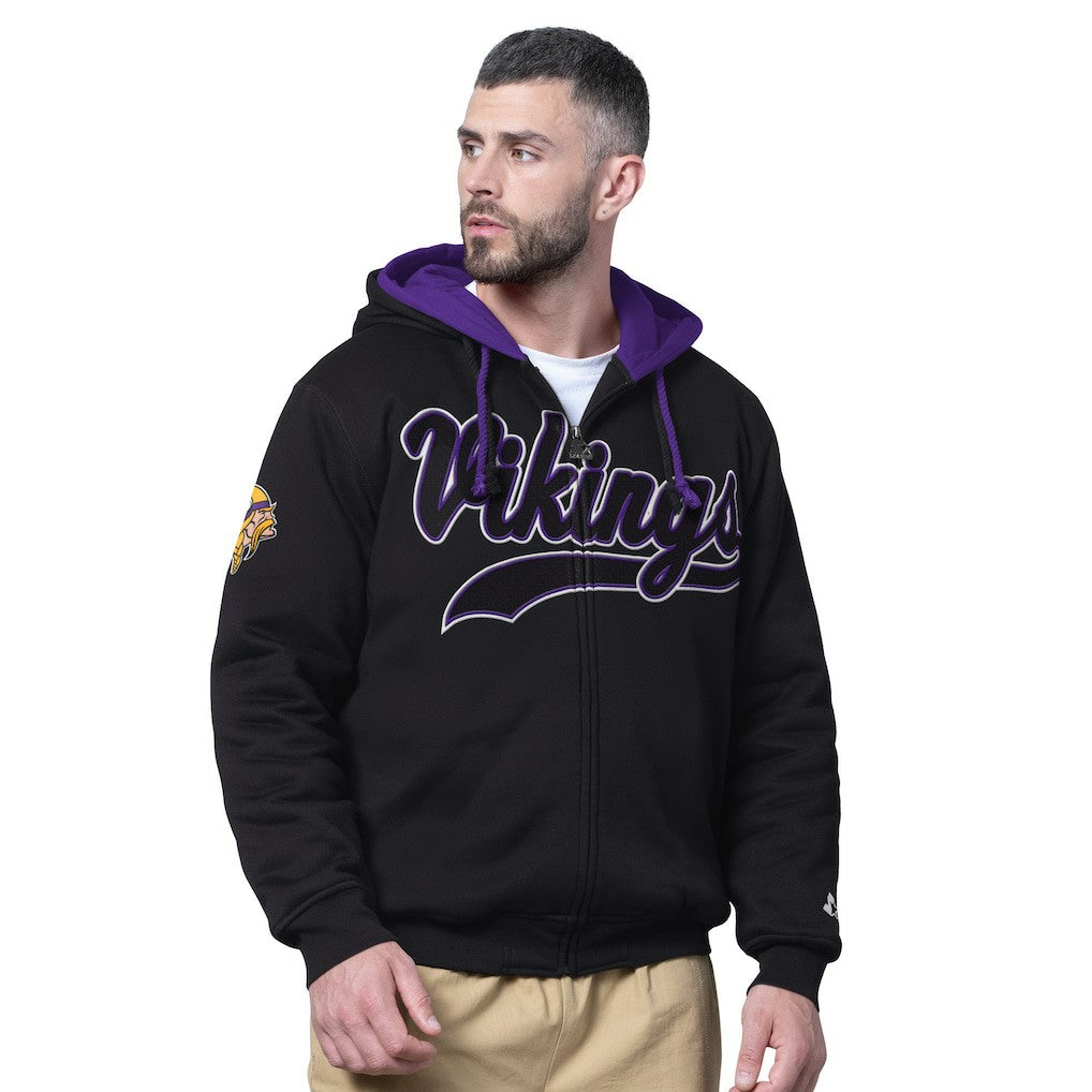 Minnesota Vikings Starter Big Shot Full-Zip Double Hoodie Black | NFL