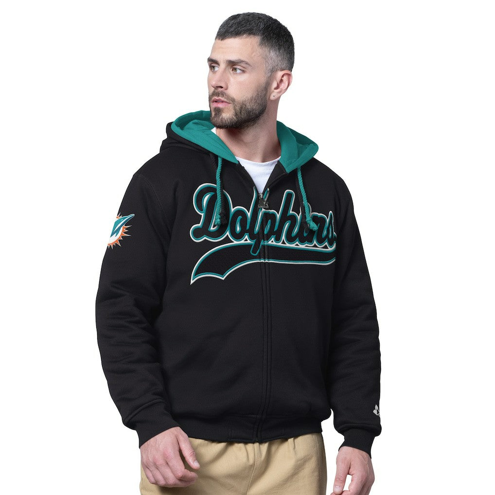 Miami Dolphins Starter Big Shot Full-Zip Double Hoodie Black | NFL