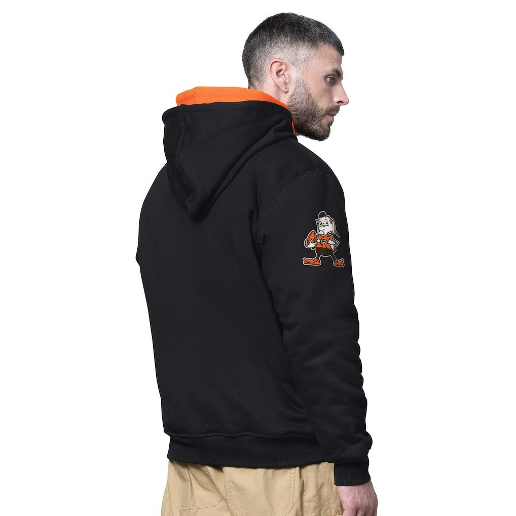Cleveland Browns Starter Big Shot Throwback Full-Zip Double Hooded Jacket Black | NFL