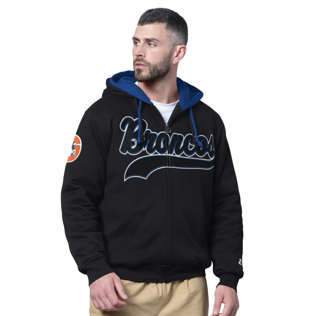 Denver Broncos Starter Big Shot Throwback Full-Zip Double Hoodie Black | NFL