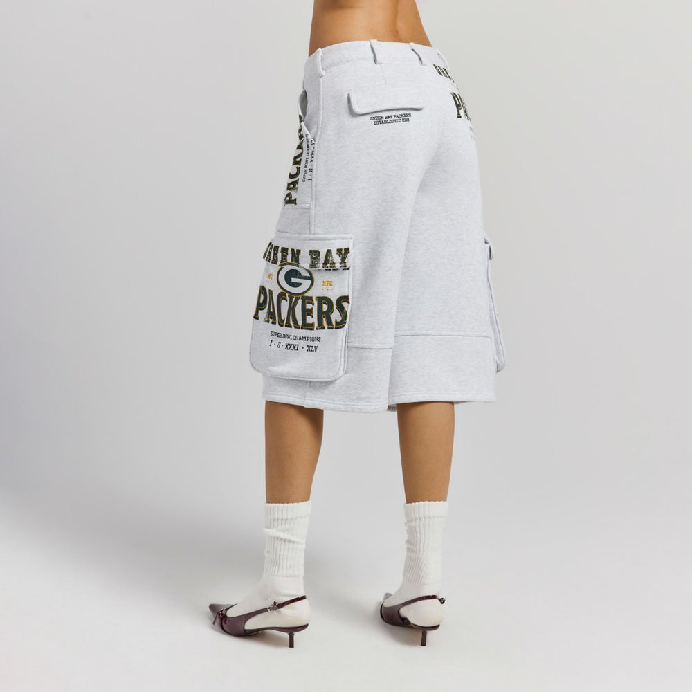 Green Bay Packers Off Season x NFL Women's Fleece Cargo Shorts Heather Gray | NFL