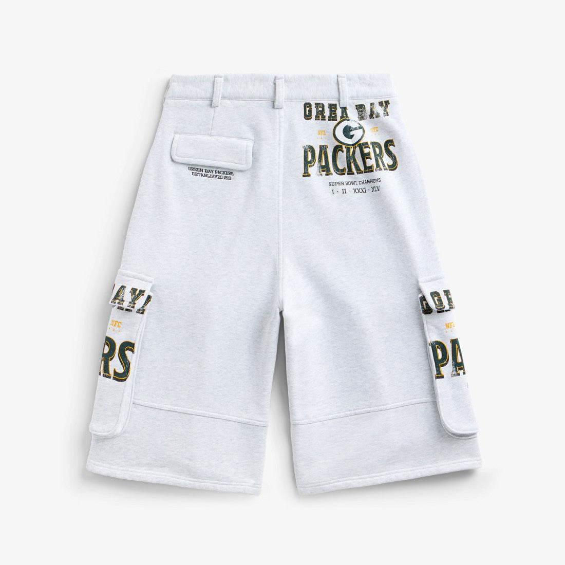 Green Bay Packers Off Season x NFL Women's Fleece Cargo Shorts Heather Gray | NFL