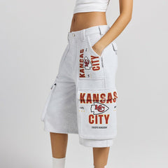 Kansas City Chiefs Off Season x NFL Women's Fleece Cargo Shorts Heather Gray | NFL