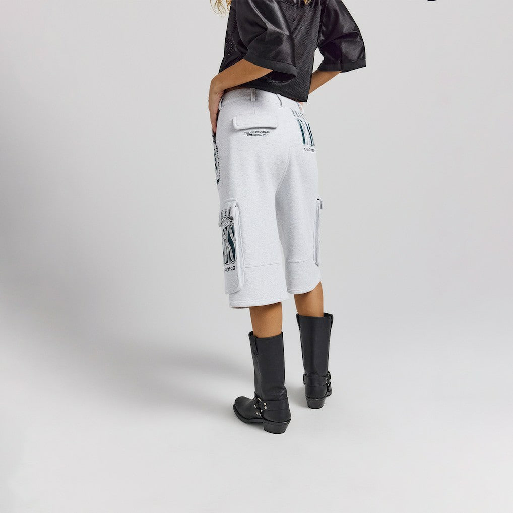Philadelphia Eagles Off Season x NFL Women's Fleece Cargo Shorts Heather Gray | NFL