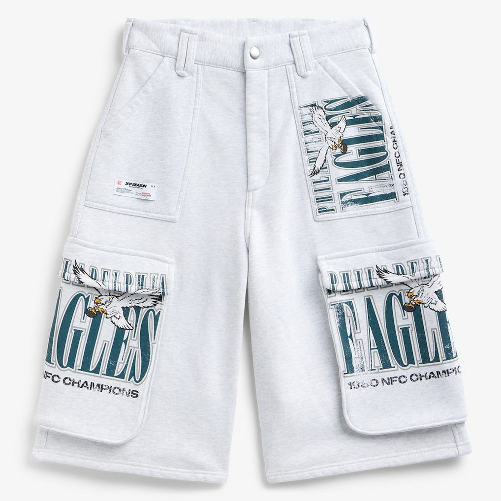 Philadelphia Eagles Off Season x NFL Women's Fleece Cargo Shorts Heather Gray | NFL