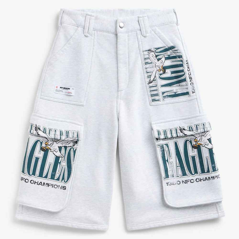 Philadelphia Eagles Off Season x NFL Women's Fleece Cargo Shorts Heather Gray | NFL