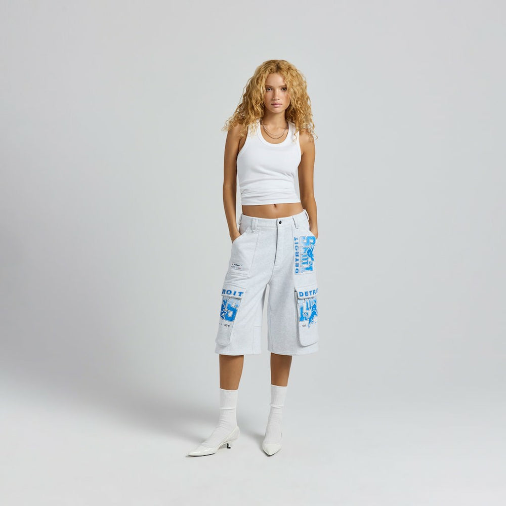 Detroit Lions Off Season x NFL Women's Fleece Cargo Shorts Heather Gray | NFL