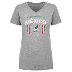Mexico National Team 500 Level Women's V-Neck T-Shirt Heather Gray - FIFA World CUP