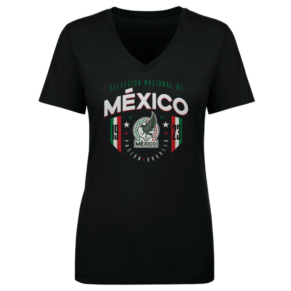 Mexico National Team 500 Level Women's V-Neck T-Shirt Black - FIFA World CUP