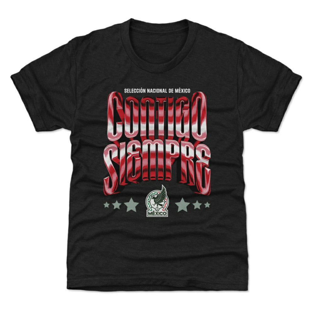Mexico National Team 500 Level Youth Contigo Siempre Vintage T-Shirt Black - FIFA World CUP