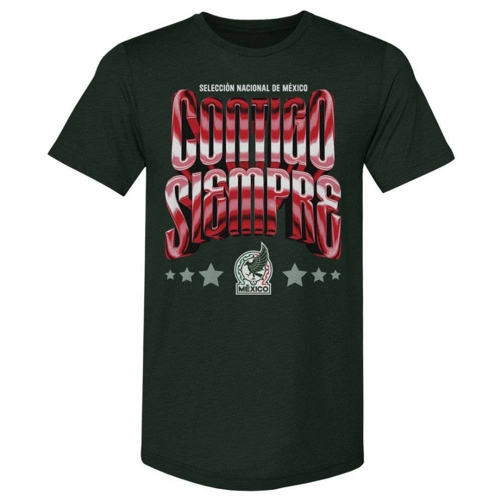 Mexico National Team 500 Level Contigo Siempre Vintage Premium Tri-Blend T-Shirt Forest Green - FIFA World CUP