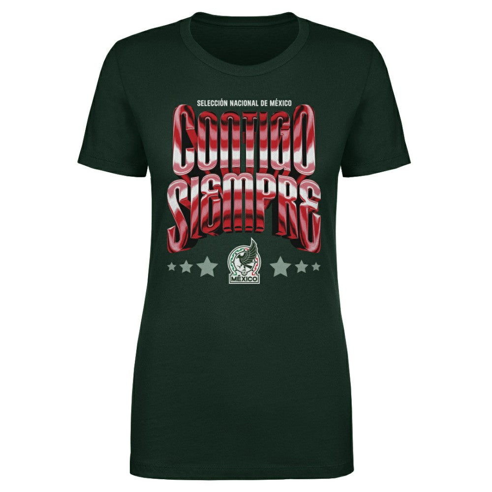 Mexico National Team 500 Level Women's Contigo Siempre Vintage T-Shirt Green - FIFA World CUP