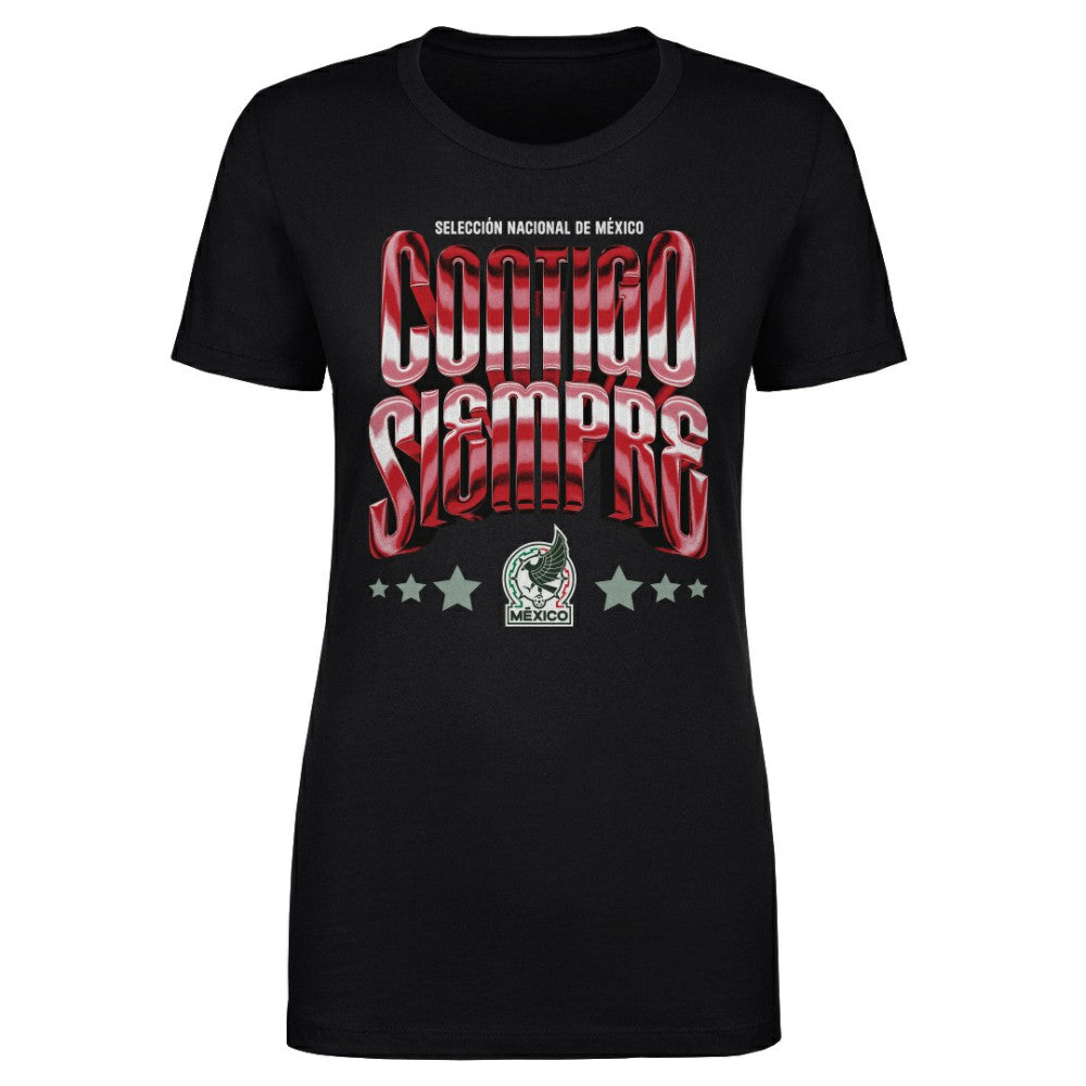 Mexico National Team 500 Level Women's Contigo Siempre Vintage T-Shirt Black - FIFA World CUP