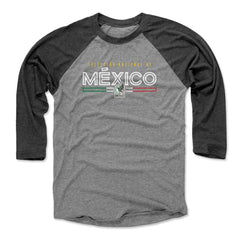 Mexico National Team 500 Level Inline 3/4-Sleeve Tri-Blend Baseball T-Shirt Black/Heather Gray - FIFA World CUP