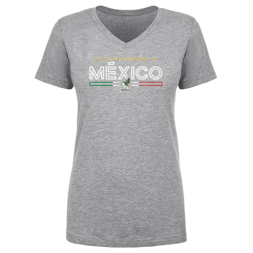 Mexico National Team 500 Level Women's Inline V-Neck T-Shirt Heather Gray - FIFA World CUP