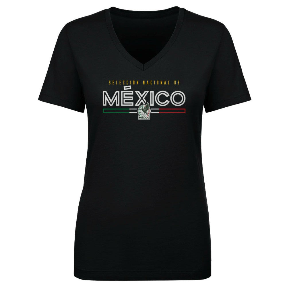 Mexico National Team 500 Level Women's Inline V-Neck T-Shirt Black - FIFA World CUP