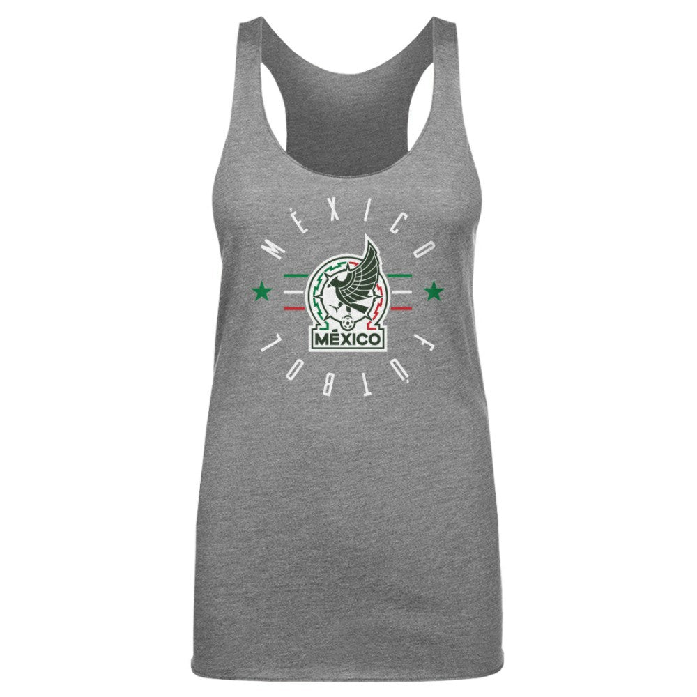 Mexico National Team 500 Level Women's Futbol Tri-Blend Racerback Tank Top Gray - FIFA World CUP