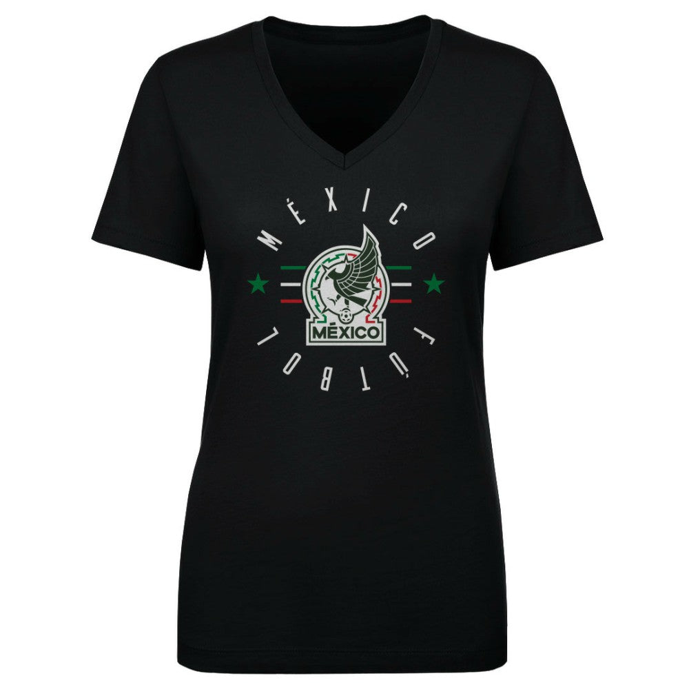 Mexico National Team 500 Level Women's Futbol V-Neck T-Shirt Black - FIFA World CUP