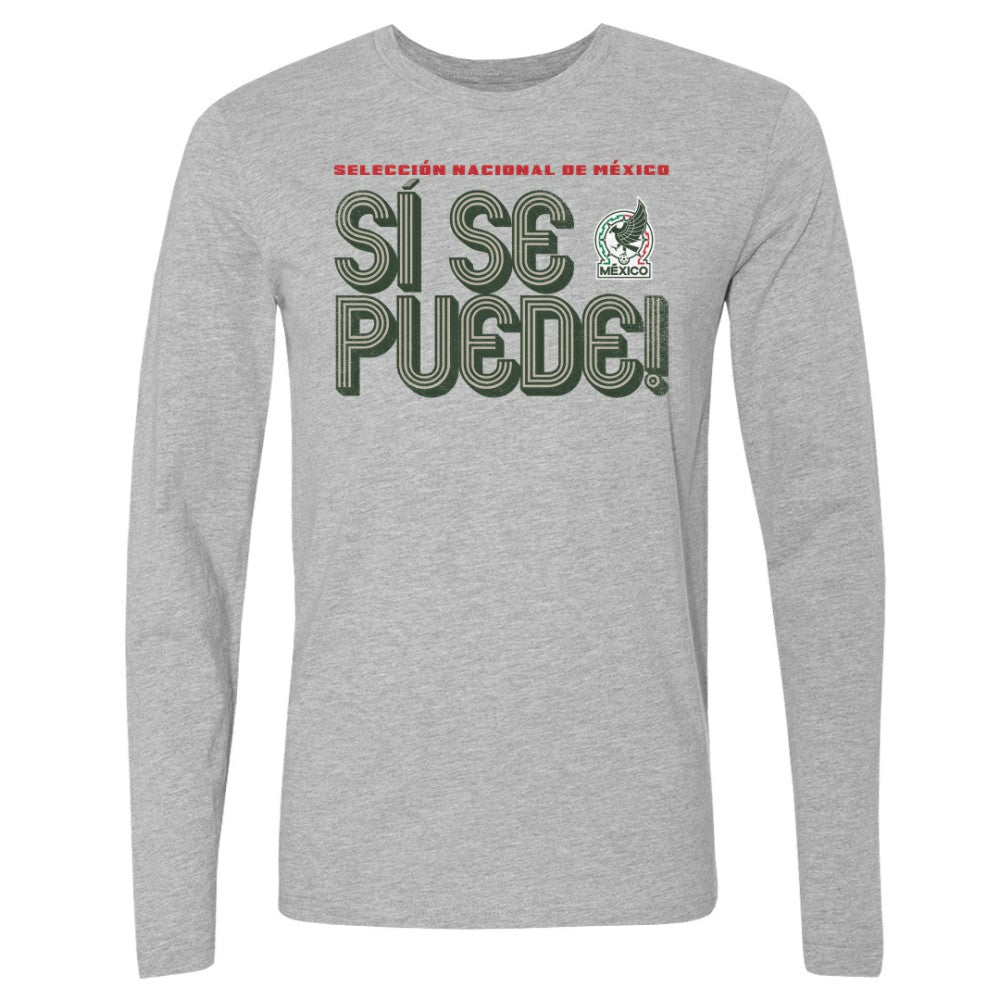 Mexico National Team 500 Level Si Se Puede Inline Bold Long Sleeve T-Shirt Heather Gray - FIFA World CUP