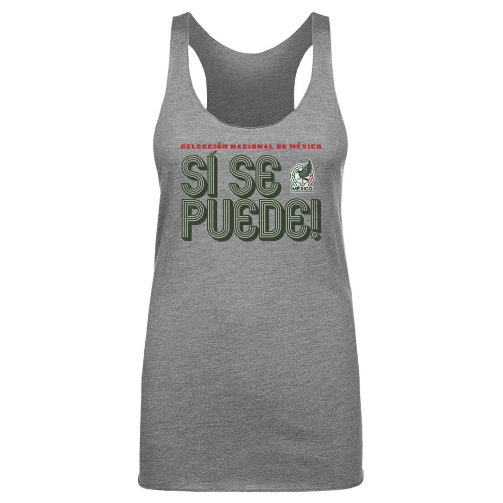 Mexico National Team 500 Level Women's Si Se Puede Inline Bold Tri-Blend Racerback Tank Top Gray - FIFA World CUP