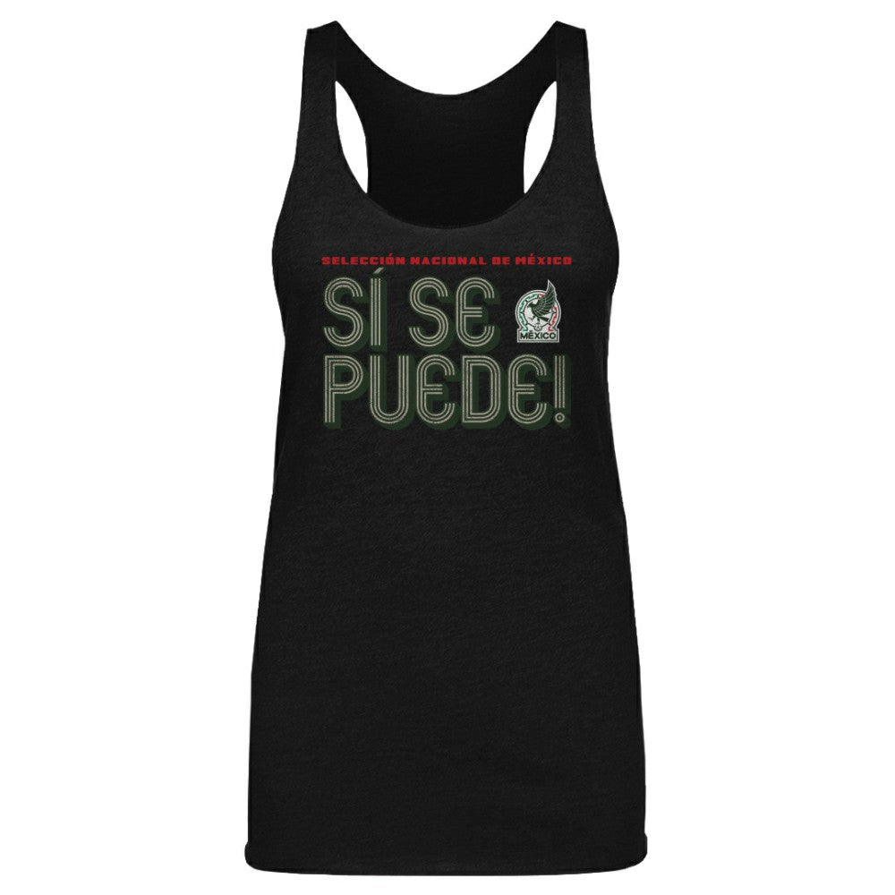 Mexico National Team 500 Level Women's Si Se Puede Inline Bold Tri-Blend Racerback Tank Top Black - FIFA World CUP