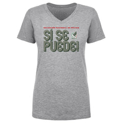 Mexico National Team 500 Level Women's Si Se Puede Inline Bold V-Neck T-Shirt Heather Gray - FIFA World CUP